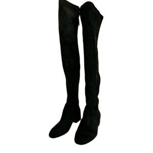 Dolce Vita Black Over-The-Knee Faux Suede Low Square Heel Boots Size 7.5